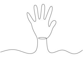 Waving Hand Greeting Continuous Line Drawing for Welcome vector