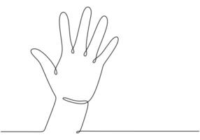 Hand Waving Hello Minimalist One Line Art vector