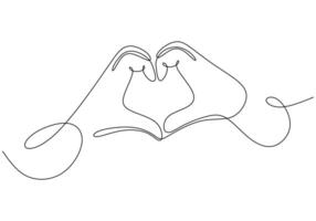 Hand Making Heart Shape One Line Drawing for Affection vector