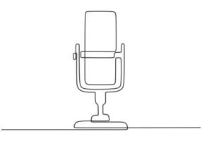 Microphone continuous line drawing for music and performance vector