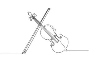 Violin continuous line drawing for classical music performance vector