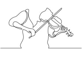 Woman playing violin continuous line art for artistic expression vector