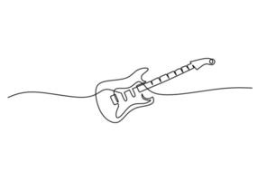Abstract guitar continuous line drawing for creative music vector