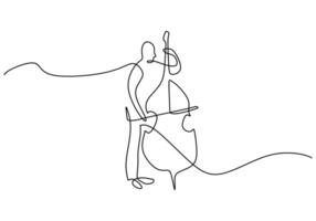 Man playing cello one line drawing for orchestral performance vector