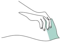 Hand with Payment Card One Line Drawing for E commerce vector