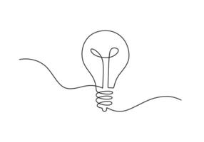 Minimalist Light Bulb One Line Drawing for a Bright Idea vector