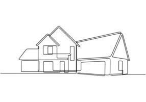 Grand house continuous line illustration for architectural concept vector