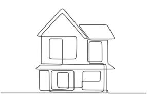 Modern building continuous line drawing for residential design vector