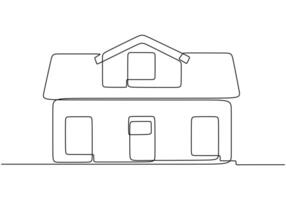 Residential house one line drawing for property architecture vector