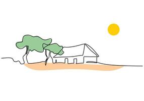 Forest House One Line Drawing for Eco Property Illustration vector