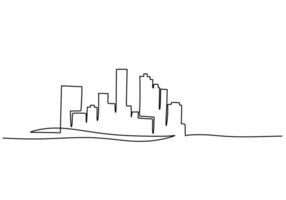 Modern city continuous line art for architectural skyline vector