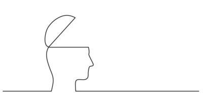 Opened Head Continuous Line Drawing Symbolizing New Ideas vector