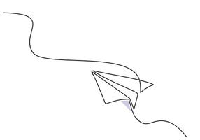 Paper Airplane Minimal One Line Drawing for Creative Concept vector