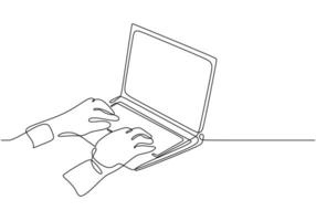 Typing on Keyboard One Line Drawing for Online Learning vector