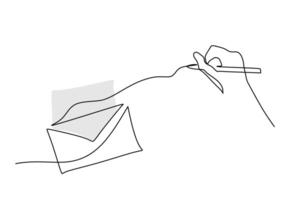 Pen Writing on Paper One Line Drawing for a Minimalist Concept vector