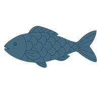 Flat cartoon fish with scales and fins. marine illustration for ocean or summer design. vector