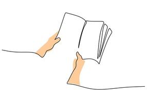 Hand Holding Book Continuous Line Design for Literature vector
