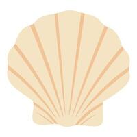Cartoon seashell in light beige tones. Flat illustration with soft curved lines and pattern. vector