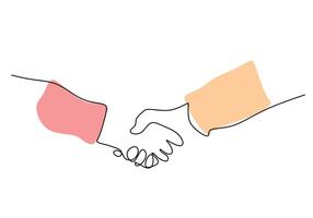 Handshake Line Drawing for a Business Relationship vector