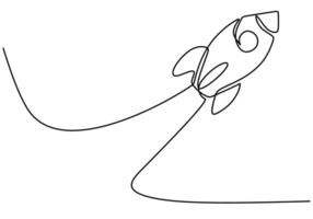 Spacecraft one line drawing for universe exploration concept vector
