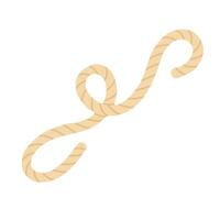 Cartoon rope with smooth elegant curve. Flat illustration in nautical decorative style. vector