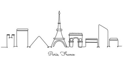 Paris skyline continuous line art for French architecture vector