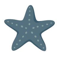 Cartoon starfish in flat marine style. illustration with blue color and dotted texture. vector