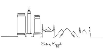 Cairo skyline continuous line art for Egyptian landmarks vector