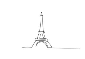 Eiffel Tower One Line Drawing for Paris France Landmark vector