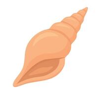 Cartoon spiral seashell with pointed tip. Flat illustration in soft warm orange tones. vector