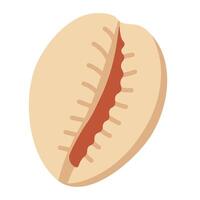 Cartoon cowrie shell with smooth surface. Flat illustration in soft beige marine tones. vector