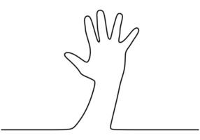 Waving Hand Gesture One Line Drawing for Friendly Greeting vector