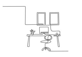 Workspace with Furniture Single Line Design for Interiors vector