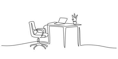 Minimalist Workspace Continuous Line Drawing for Creative Focus vector