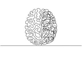 Human Brain Continuous Line Drawing for Science and Mental Health vector