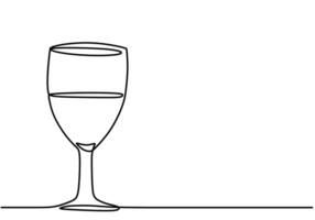 Wineglass outline one line art for minimalist bar symbol vector