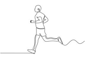 Running Man Continuous Line Drawing for Fitness Motion vector
