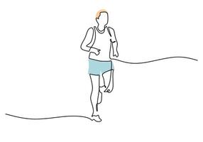 Sprinting Man Continuous Line Drawing for Athletic Speed Concept vector