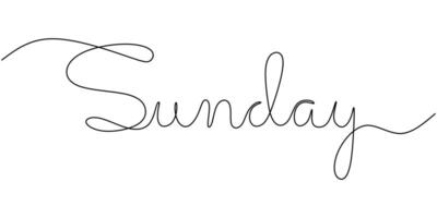 Sunday Word One Line Drawing for Minimalist Calendar Graphics vector