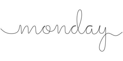 Monday Continuous Line Drawing for Weekly Work Schedule Start vector