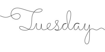 Tuesday Word One Line Drawing for Minimalist Schedule Icon Design vector
