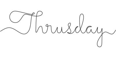 Thursday Word One Line Drawing for Modern Calendar App Interface vector