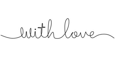 With Love Phrase One Line Drawing for Wedding Invitation Script vector