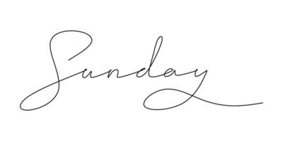 Sunday Word Continuous Line Drawing for Weekend Graphics vector