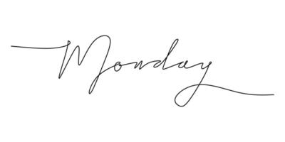 Monday Word One Line Drawing for Weekly Planner UI vector