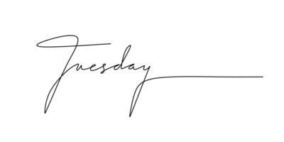 Tuesday Word Continuous Line Drawing for Modern Diary Logo vector