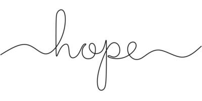 Hope Word Continuous Line Drawing for Inspirational Art vector