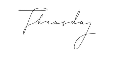 Thursday Word Continuous Line Drawing for Schedule App vector