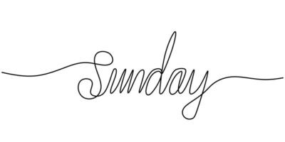 Sunday Word Continuous Line Drawing for Wellness Blog Graphic vector