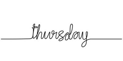 Thursday Continuous Line Drawing for Diary and Marketing vector